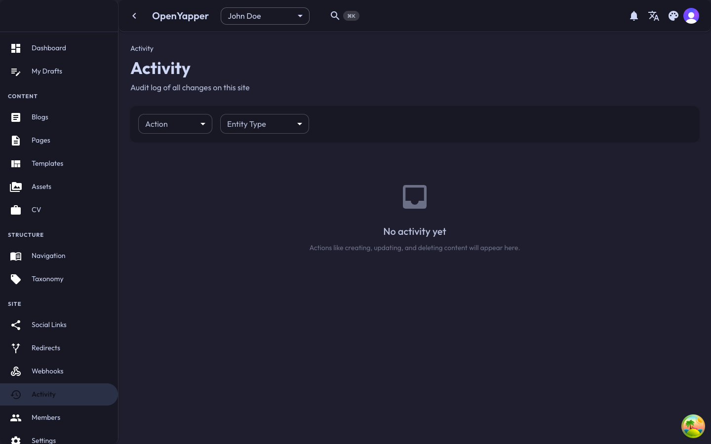 Activity and audit log